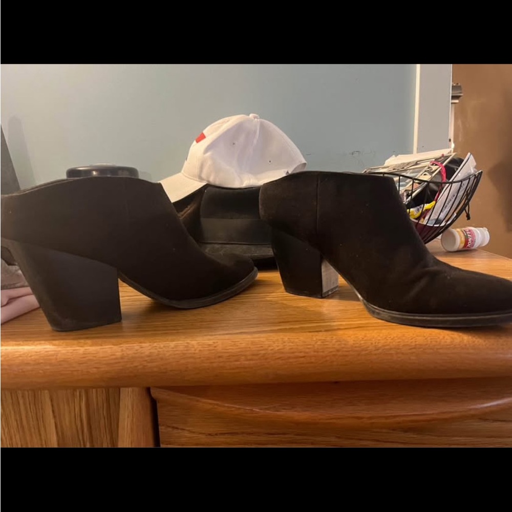 JustFab Black Women's Mules with Block Heel- Slip in